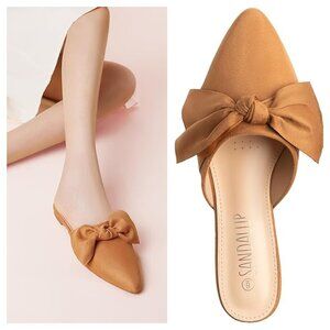 Sz 9 SANDALUP Brown Bow Mules Slip On Shoes